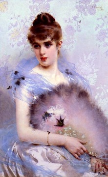 Matteo The Featherbed Fan woman Vittorio Matteo Corcos Oil Paintings